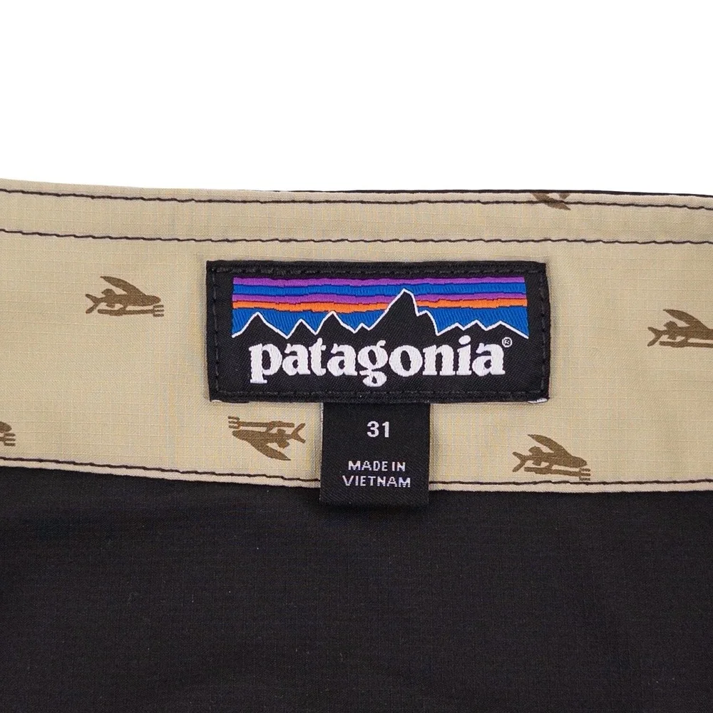 Patagonia Mens 31 Stretch Planing Board Shorts Black Camo Swim Surfing